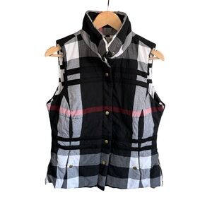 Dizzy Lizzy Womens Plaid Quilted 100% Cotton Vest Gold Button Size Zipper Medium